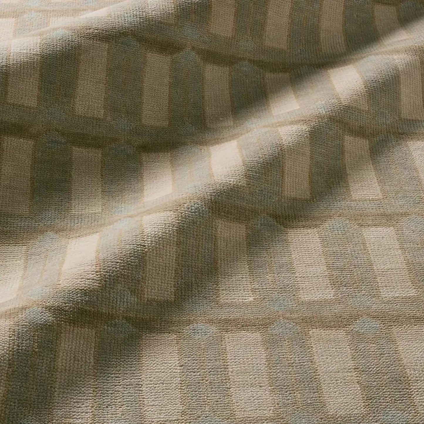 Beige Beveled Block Geometric Hand Knotted Wool Rug