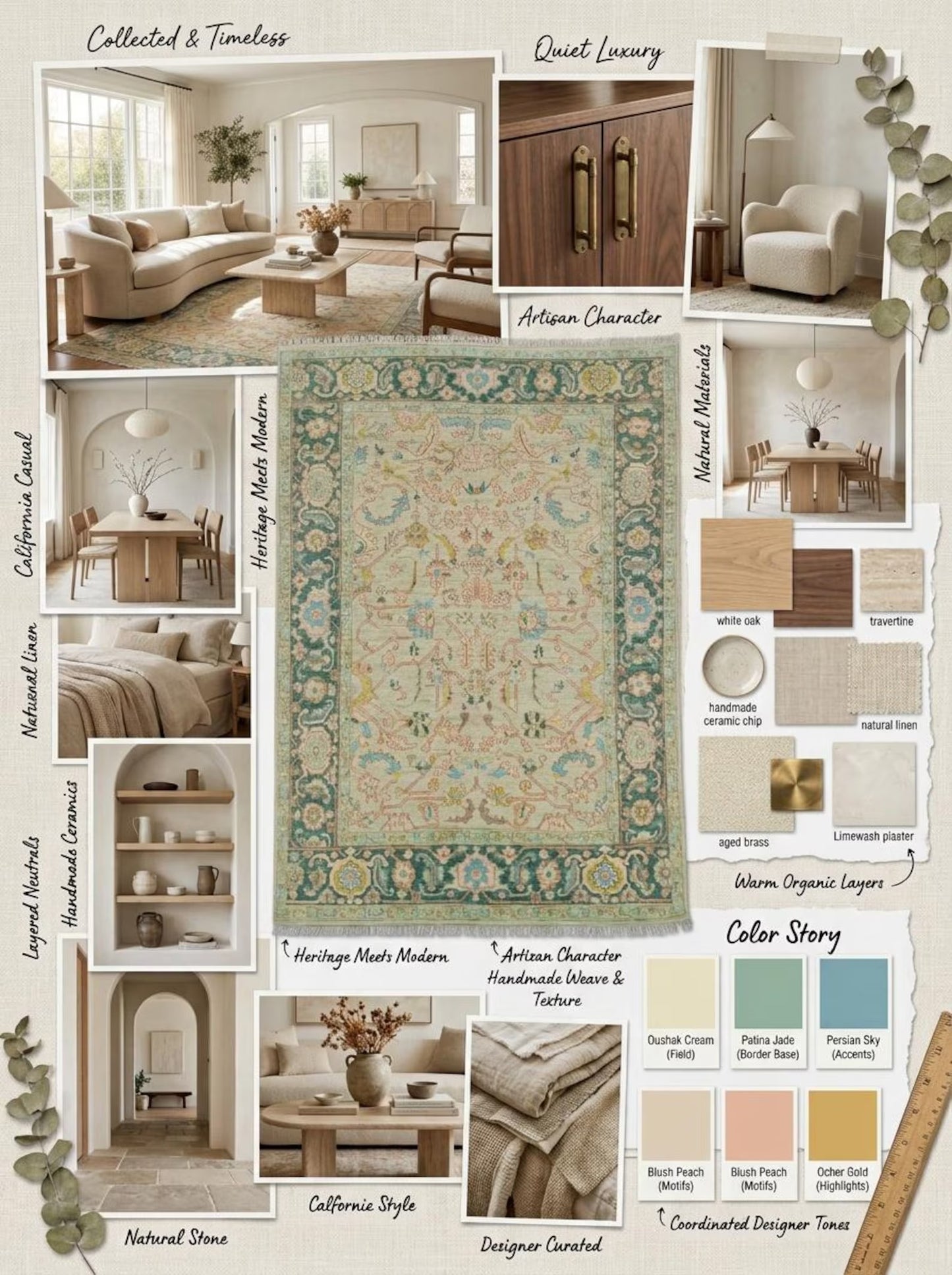 Traditional Pastel Floral Anatolian Hand Knotted Oushak Rug