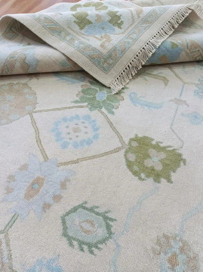 Earth Tone Heritage Hand Knotted Oushak Rug
