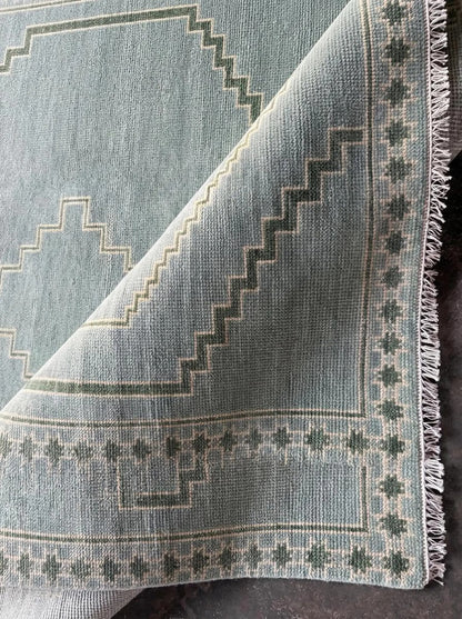 Aqua Heritage Geometric Boho Neutral Living Room Rug