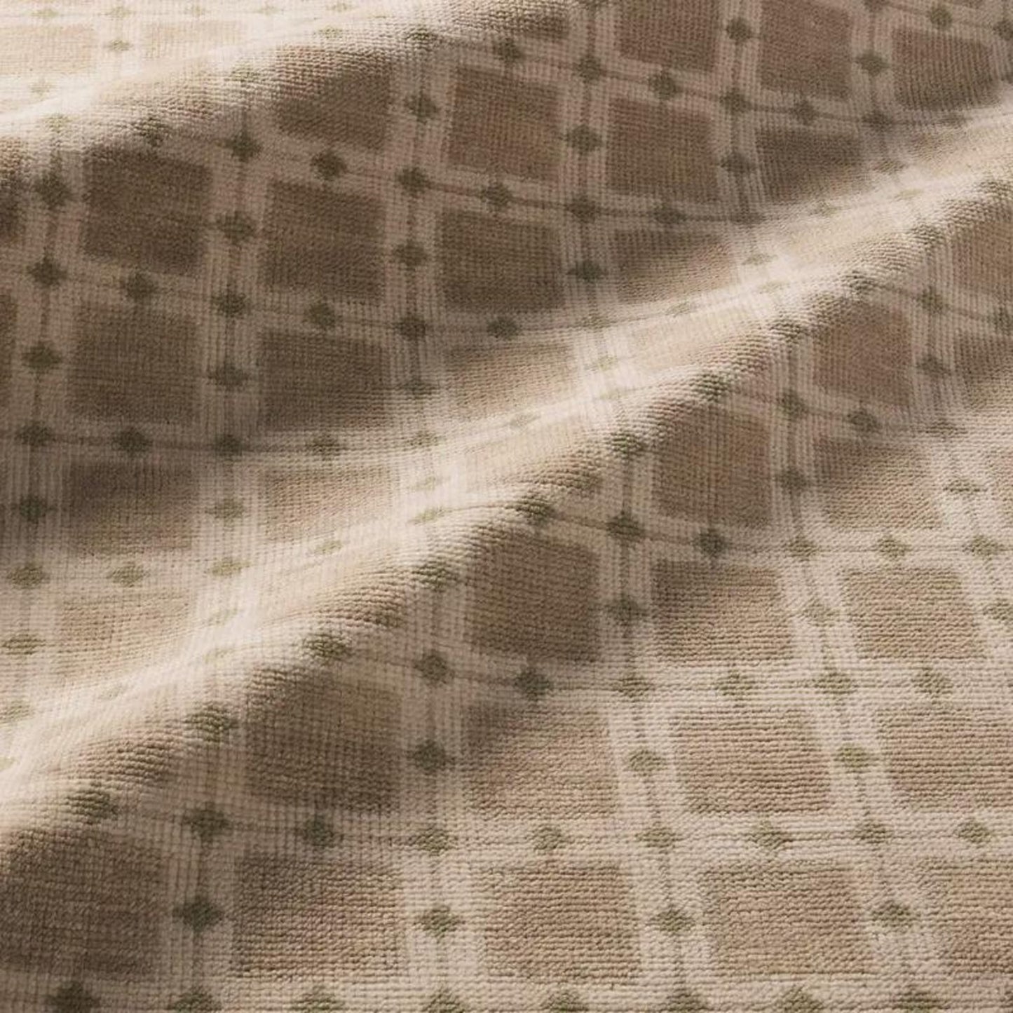 Hand-Knotted Beige Grid Plaid Neutral-Tone Rug