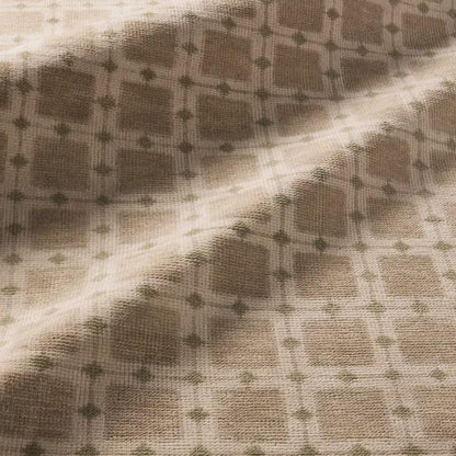 Hand-Knotted Beige Grid Plaid Neutral-Tone Rug