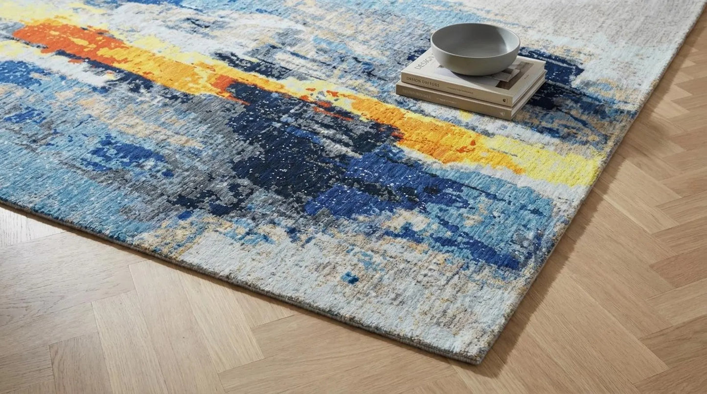 Ocean Electric Gold Abstract Custom Rug for US UK Home
