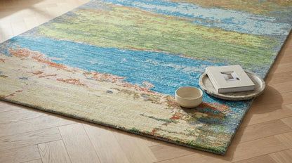 Handcrafted Contemporary Watercolor Carpet for Living Room