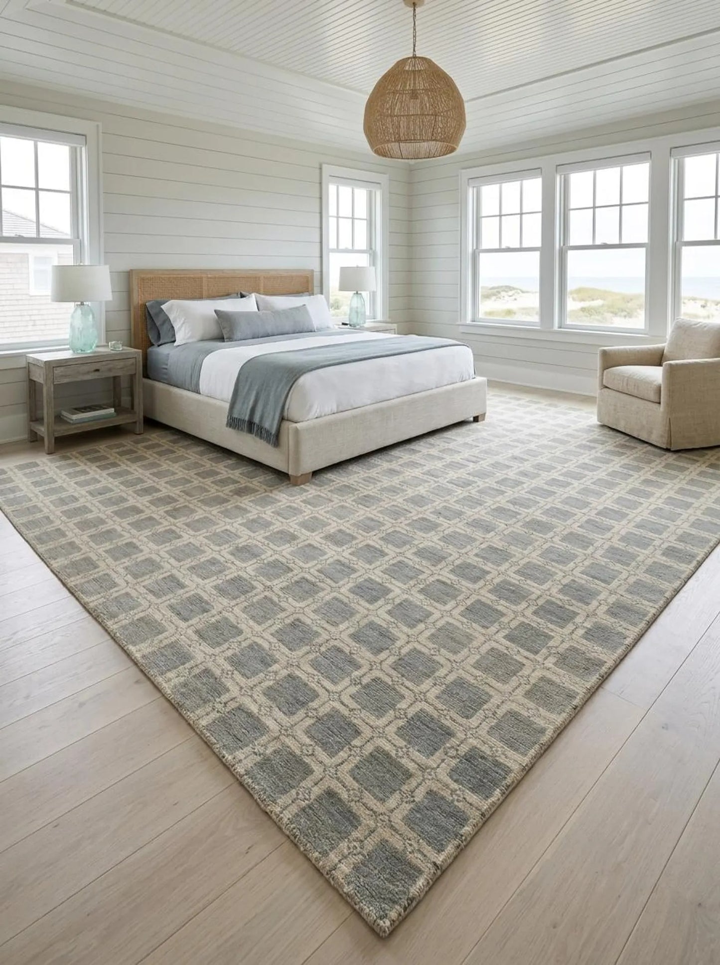Handmade Modern-Style Area Rug, Beige Taupe Vintage-Inspired Rug
