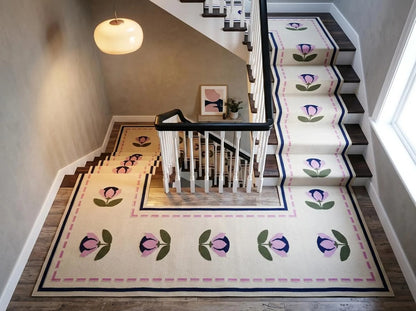 Handwoven Pink Floral Wool Flatweave Runner Rug