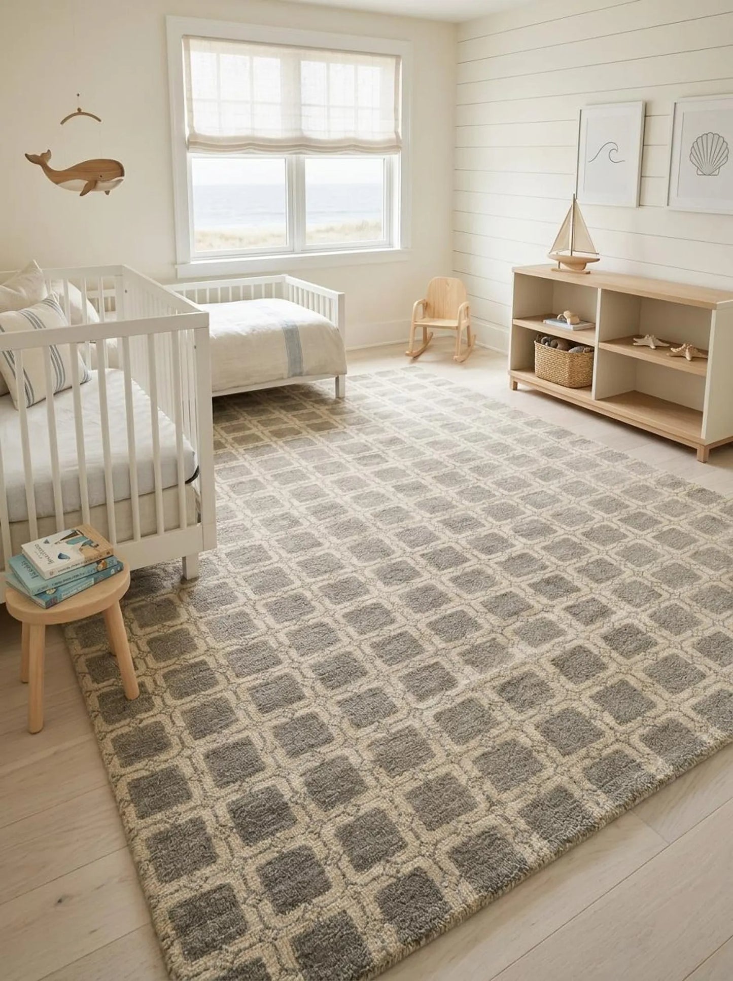 Handmade Modern-Style Area Rug, Beige Taupe Vintage-Inspired Rug