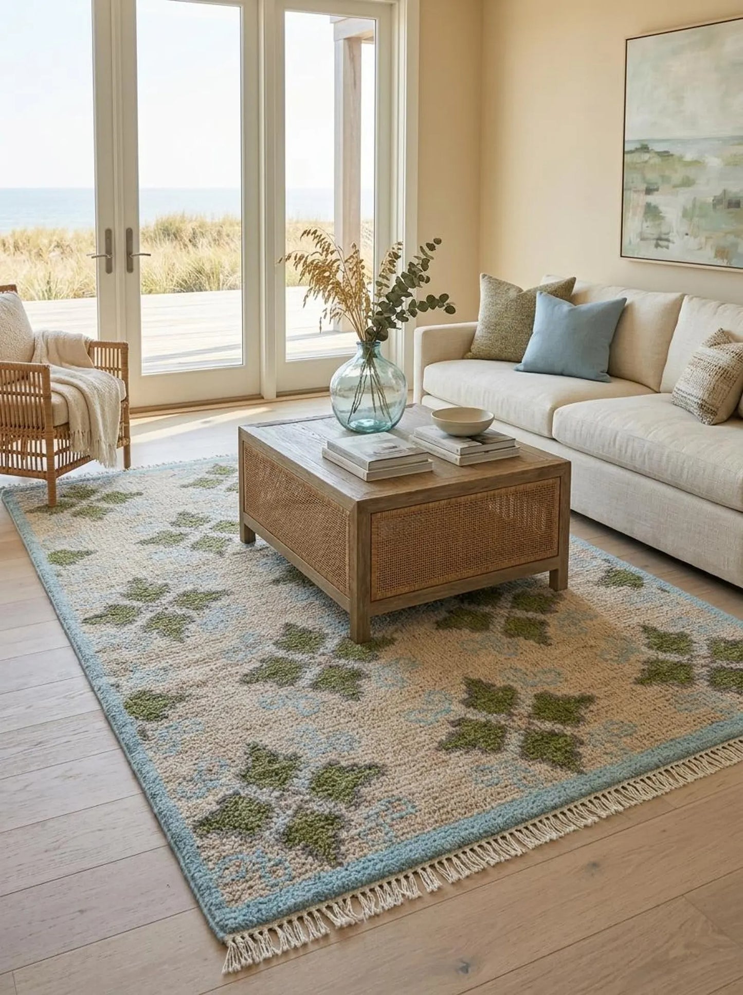 Handcrafted Geometric Floor wool  oushak Carpet