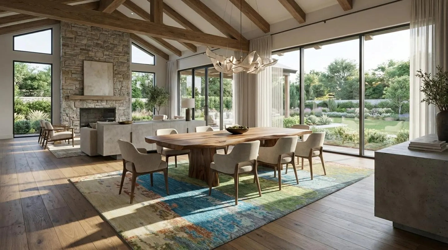 Handcrafted Contemporary Watercolor Carpet for Living Room