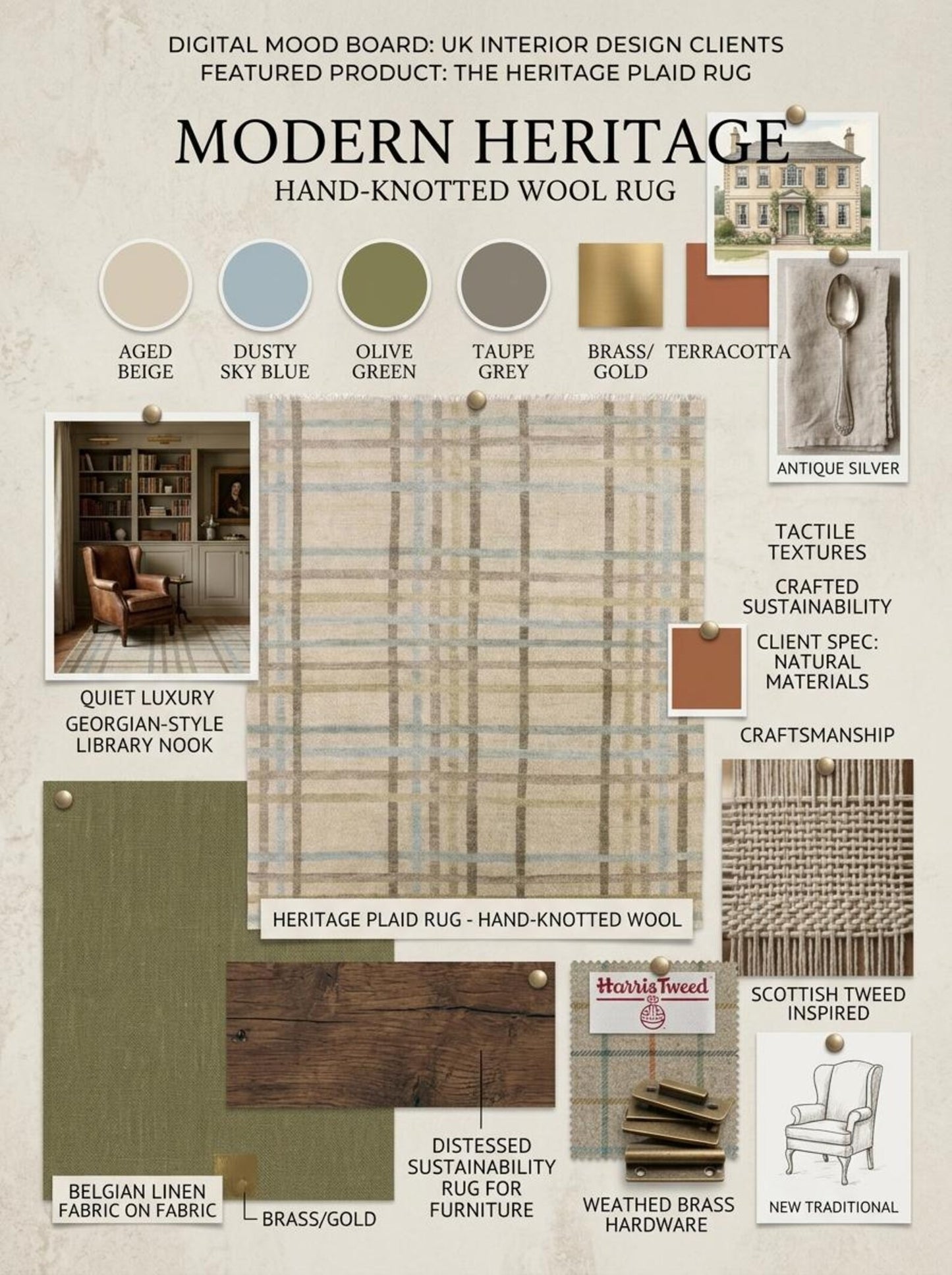 Neutral Beige Blue Gray Turkish-Style Area Rug