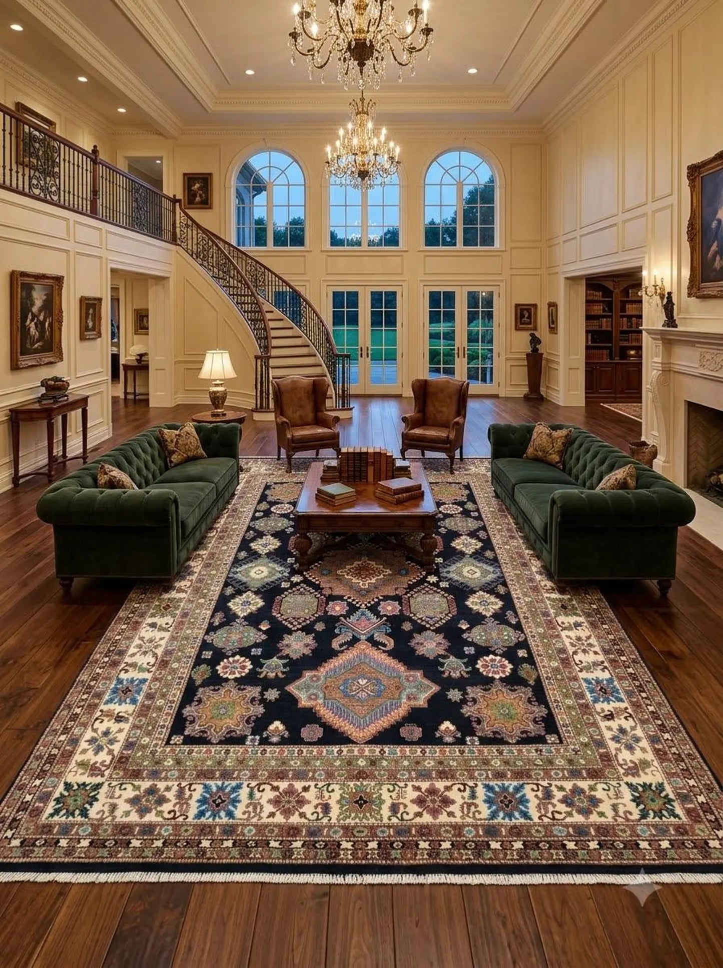Noir Heritage Mosaic Hand Knotted Wool Area Rug