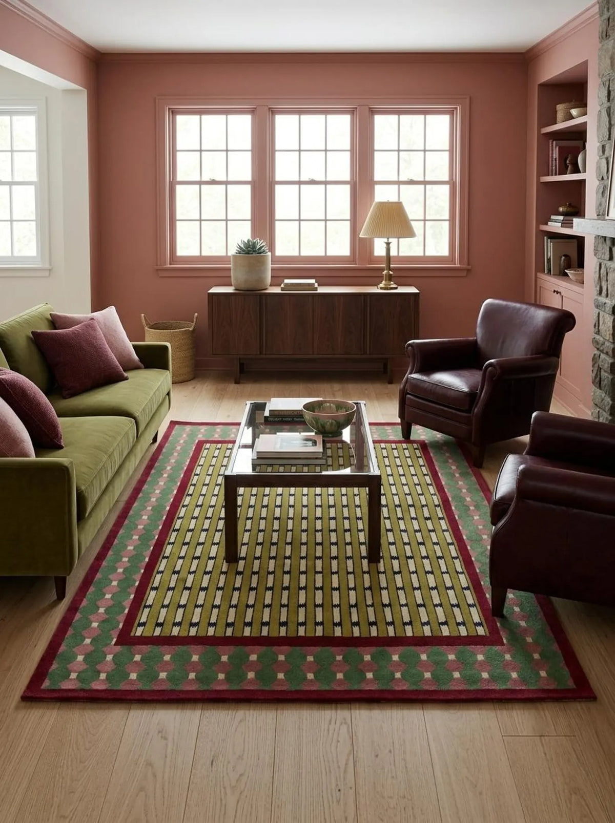 Modern Hand-Tufted Wool Rug, Geometric Area Carpet, Colorful Designer Rug
