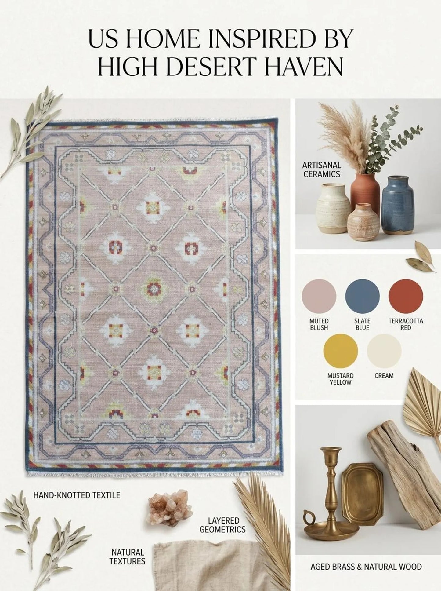 Luxury Blush Oushak Floor Rug for Living Room Bedroom