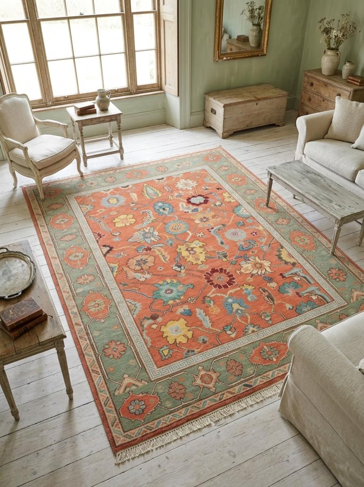 Coral Garden Heritage Hand knotted Traditional Living Room Decor