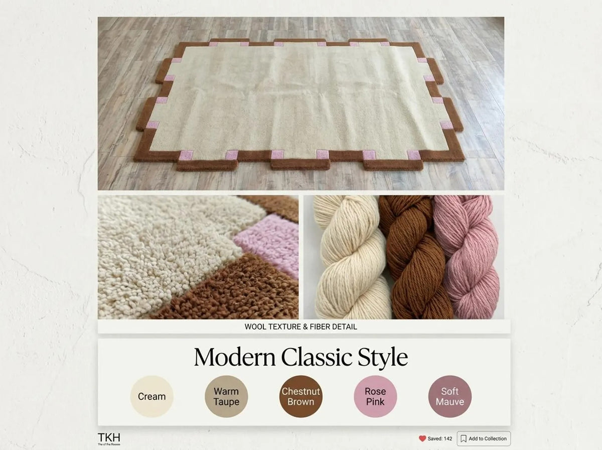 Hand Tufted Wool Rug, Irregular Shape Carpet, Scandinavian Minimalist Rug