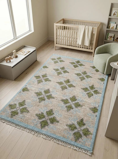 Handcrafted Geometric Floor wool  oushak Carpet