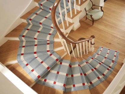Handwoven Wool Runner Rug, Plaid Hallway Wool Checkered Runner