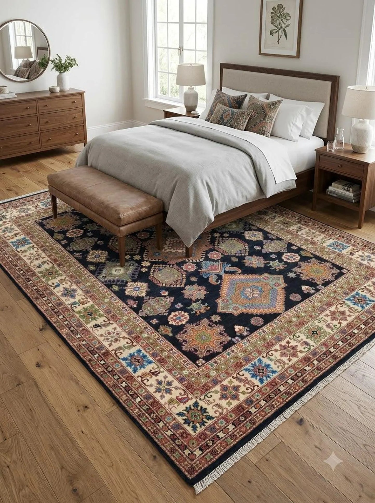 Noir Heritage Mosaic Hand Knotted Wool Area Rug