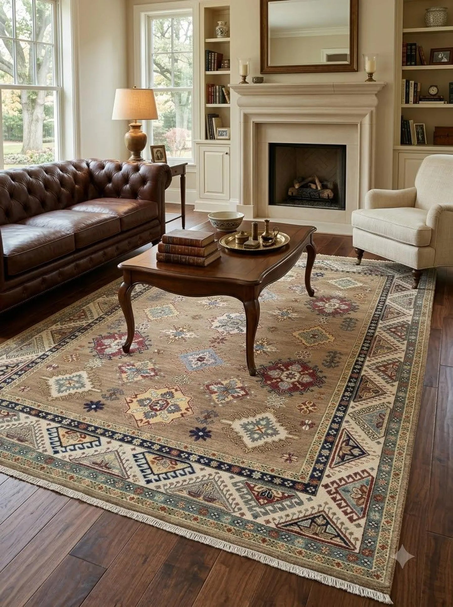 Multicolor Medallion Hand Knotted Wool Rug