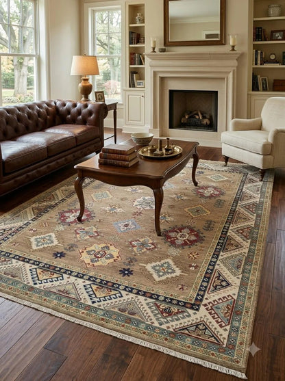 Multicolor Medallion Hand Knotted Wool Rug