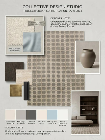 Handmade Modern-Style Area Rug, Beige Taupe Vintage-Inspired Rug