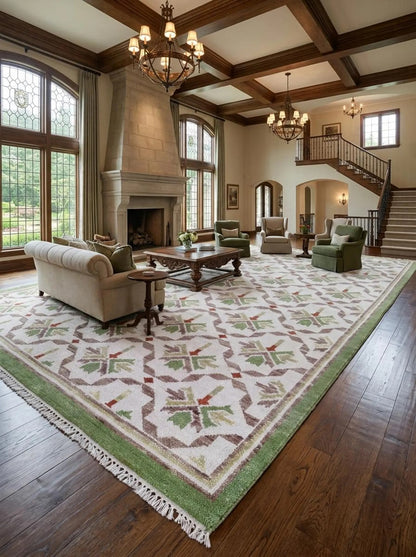 Olive Trellis Lattice Sage Green & Cream Oushak Rug