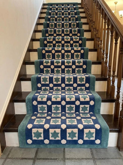 Blue Hand-Tufted Wool Rug,Custom Size Living Room Wool Carpet, Designer Carpet