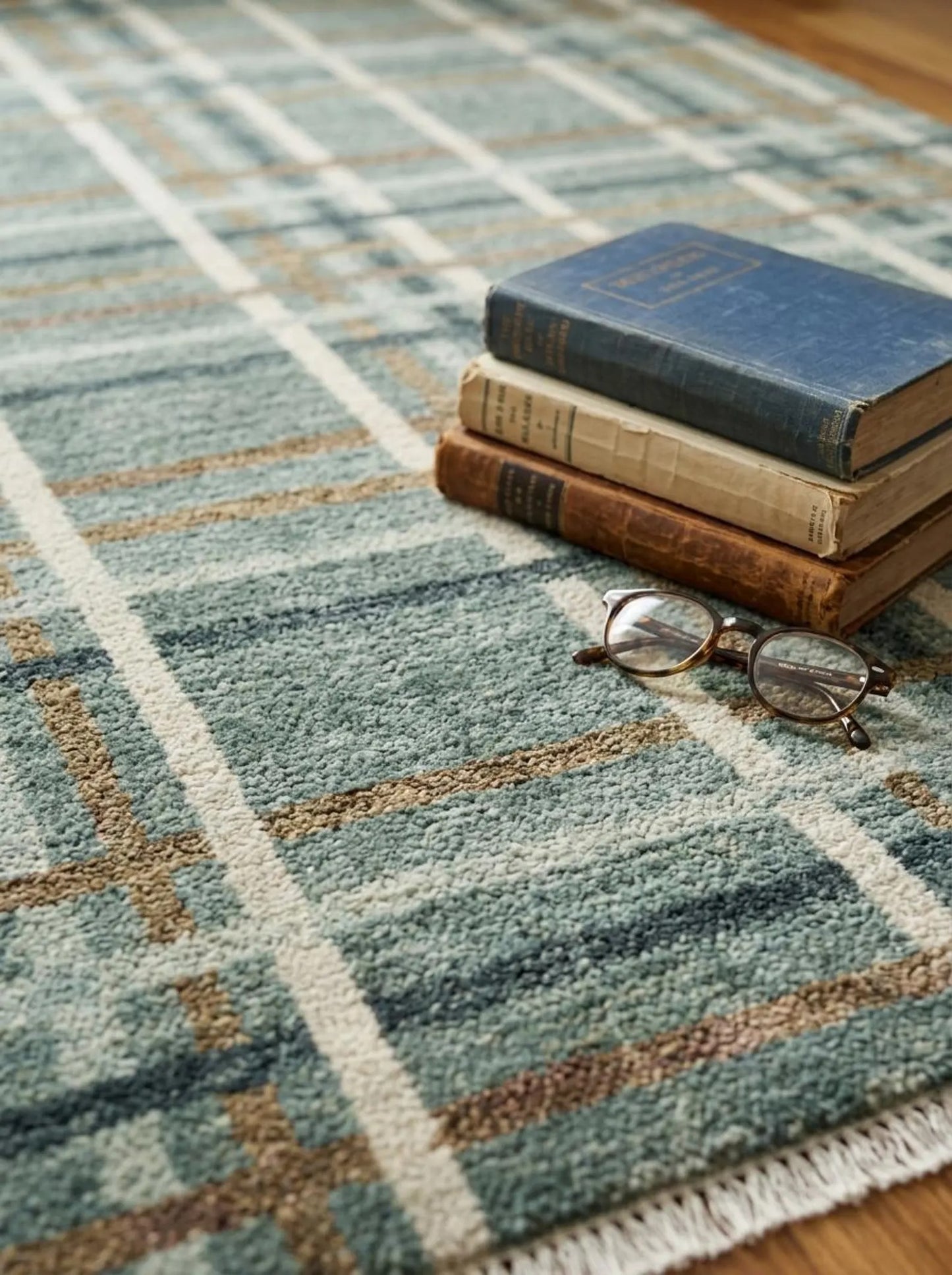 Rustic Slate Blue Checkered Custom Size US UK Interior Decor Rug