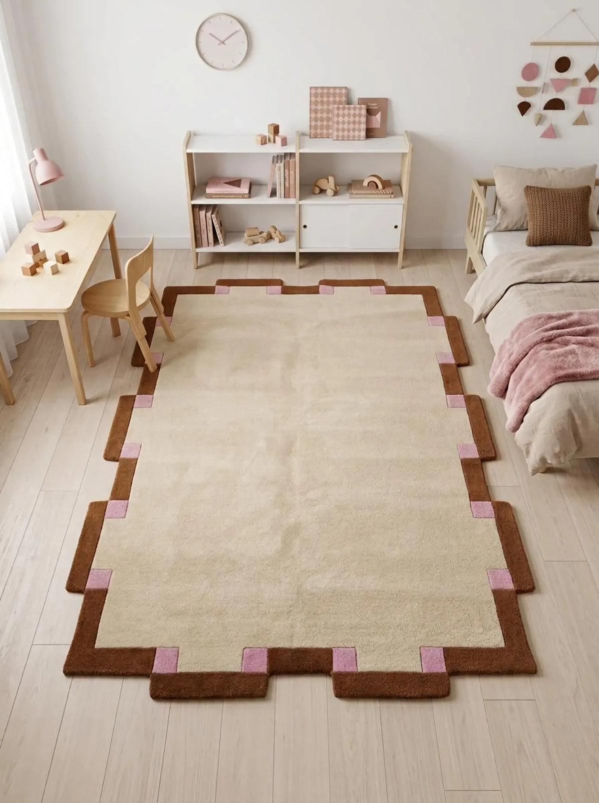 Hand Tufted Wool Rug, Irregular Shape Carpet, Scandinavian Minimalist Rug