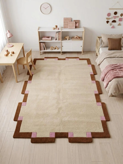 Hand Tufted Wool Rug, Irregular Shape Carpet, Scandinavian Minimalist Rug