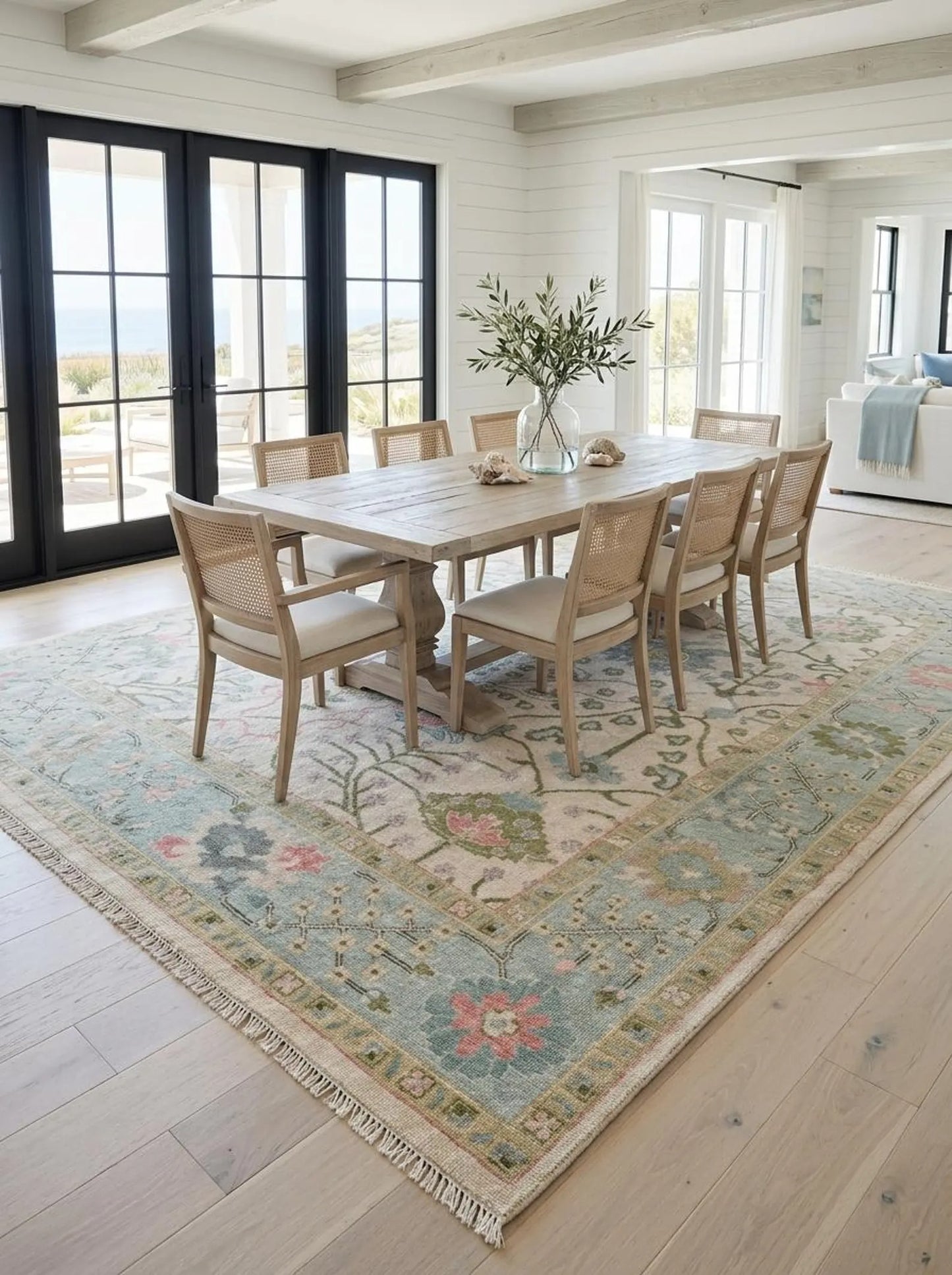 Vintage Floral Hand Knotted Persian Style Wool Area Rug