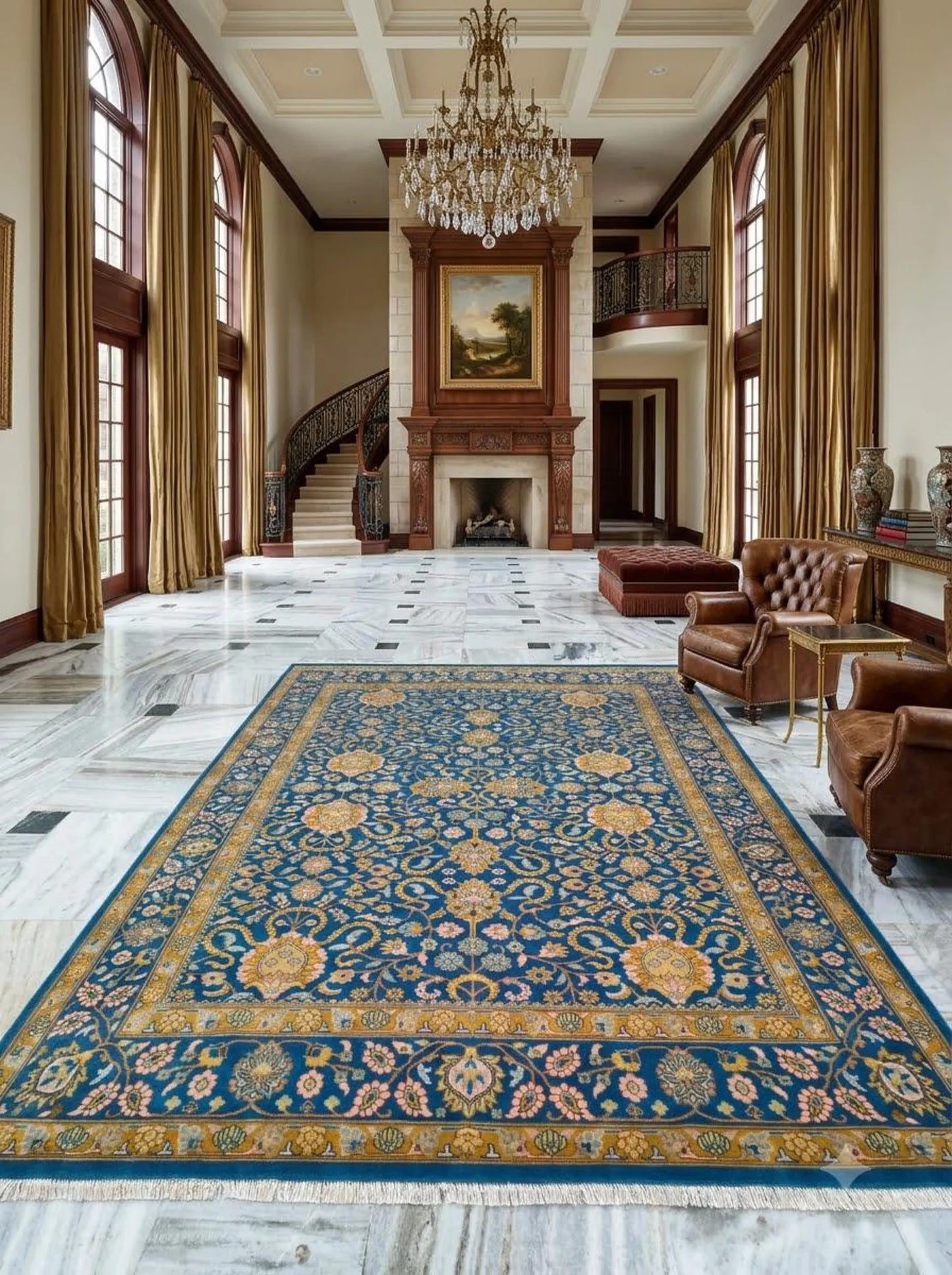 Royal Persian Garden Hand Knotted Wool Area Rug