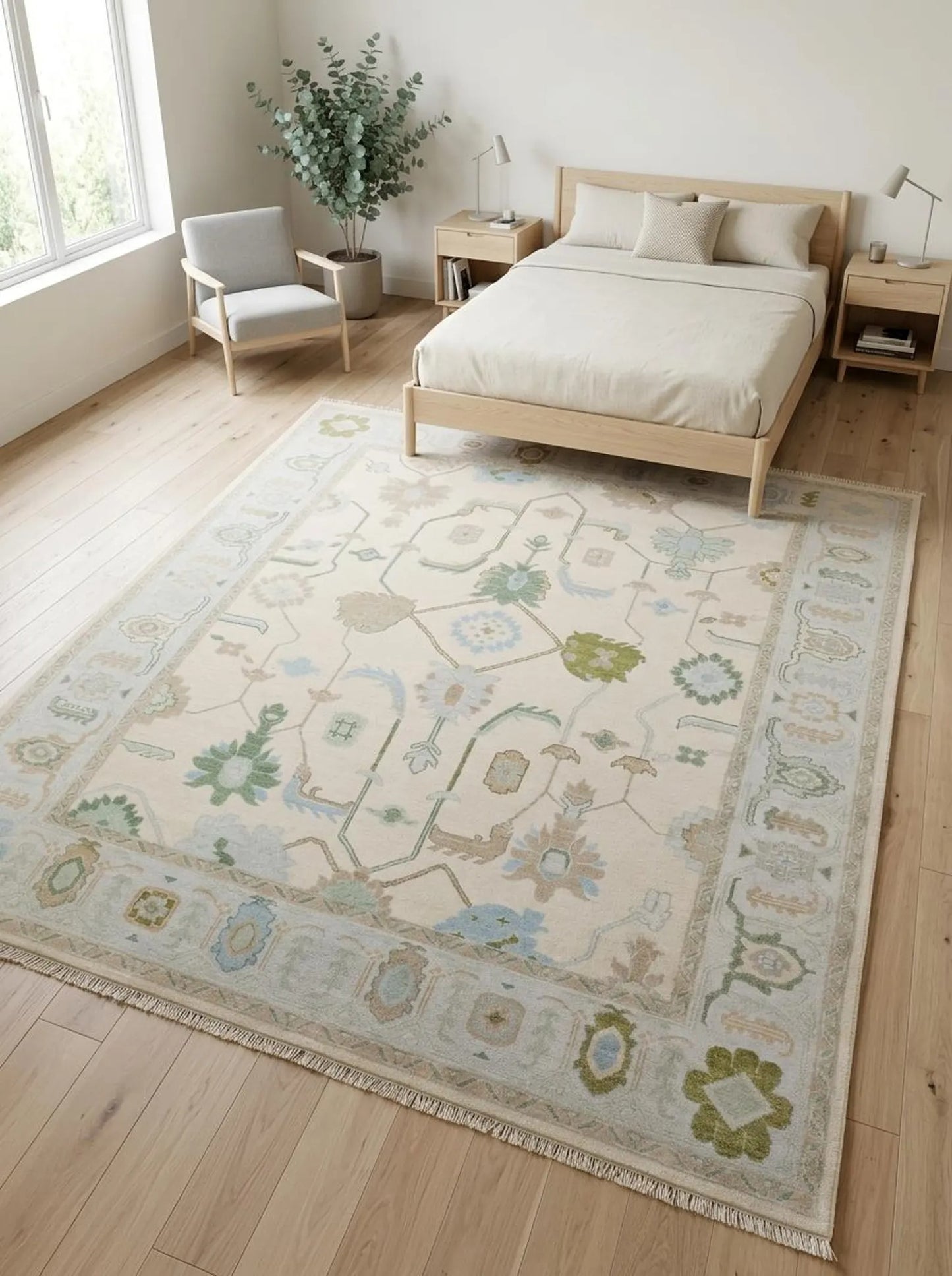 Earth Tone Heritage Hand Knotted Oushak Rug