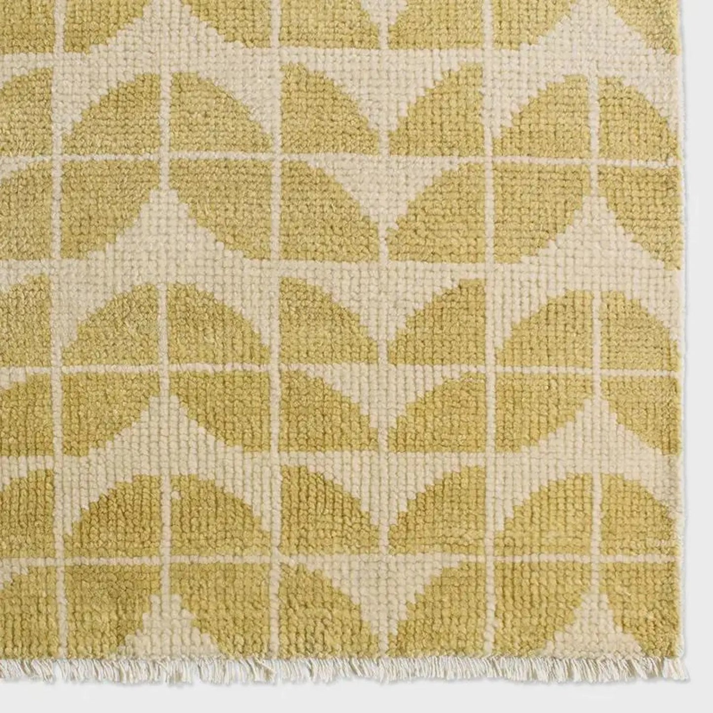 Modern Cream Leaf Pattern Hand Knotted Wool Oushak Rug