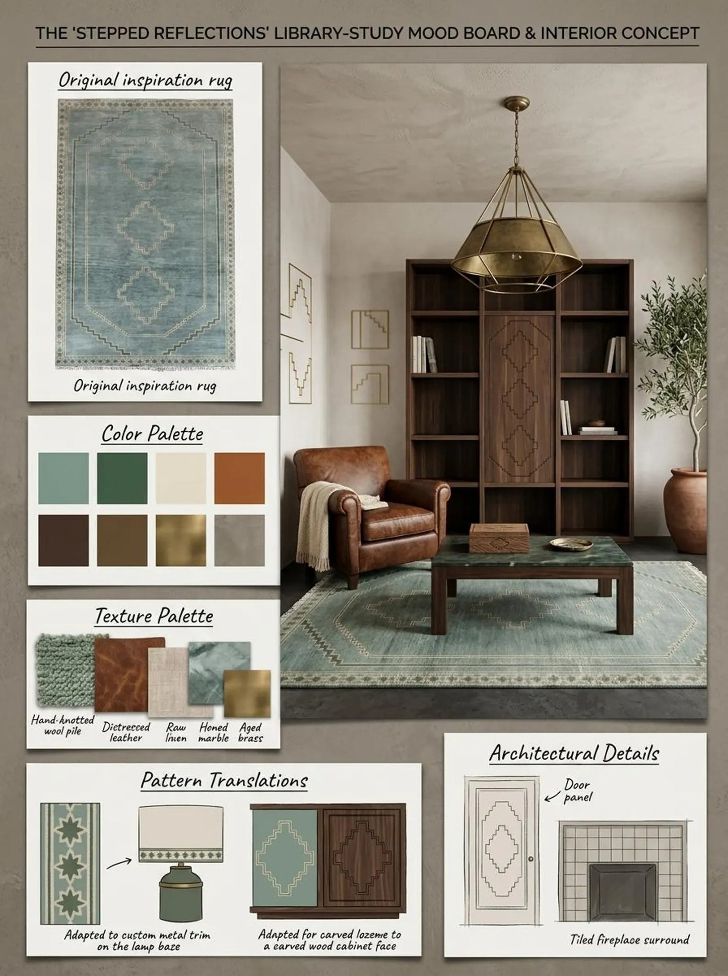 Aqua Heritage Geometric Boho Neutral Living Room Rug