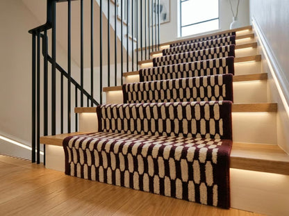 Burgundy Wool Stair Runner Rug, Hand Tufted Hallway Runner