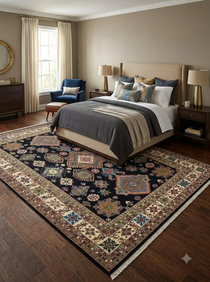 Noir Heritage Mosaic Hand Knotted Wool Area Rug