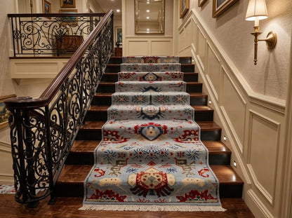 Light Blue Turkish Handmade Oriental Runner Rug