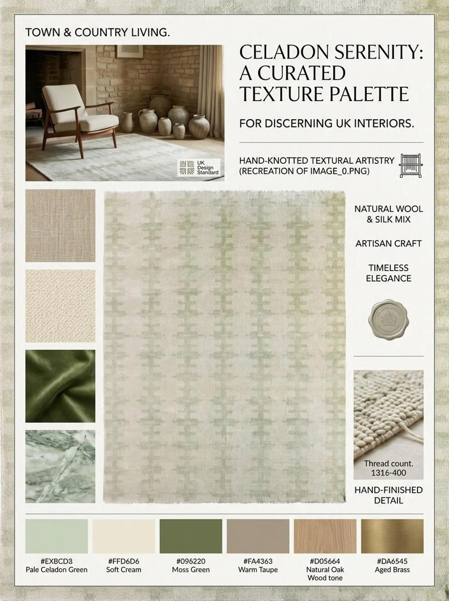 Handmade Green Wool Geometric Rug – Large Abstract Area Oushak Rug