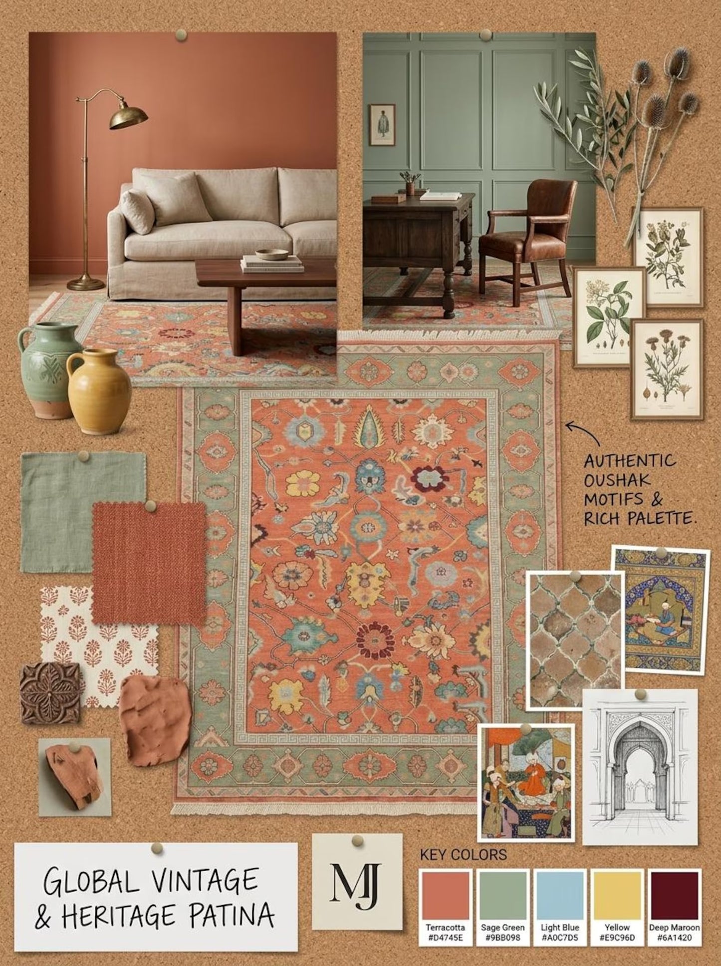 Coral Garden Heritage Hand knotted Traditional Living Room Decor