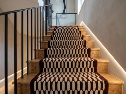 Burgundy Wool Stair Runner Rug, Hand Tufted Hallway Runner