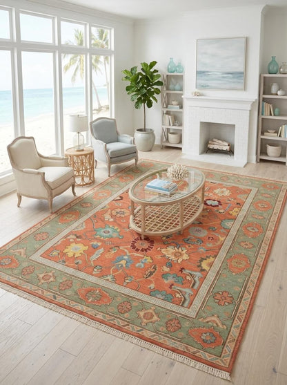 Coral Garden Heritage Hand knotted Traditional Living Room Decor