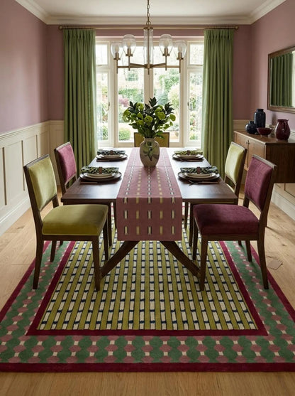 Modern Hand-Tufted Wool Rug, Geometric Area Carpet, Colorful Designer Rug