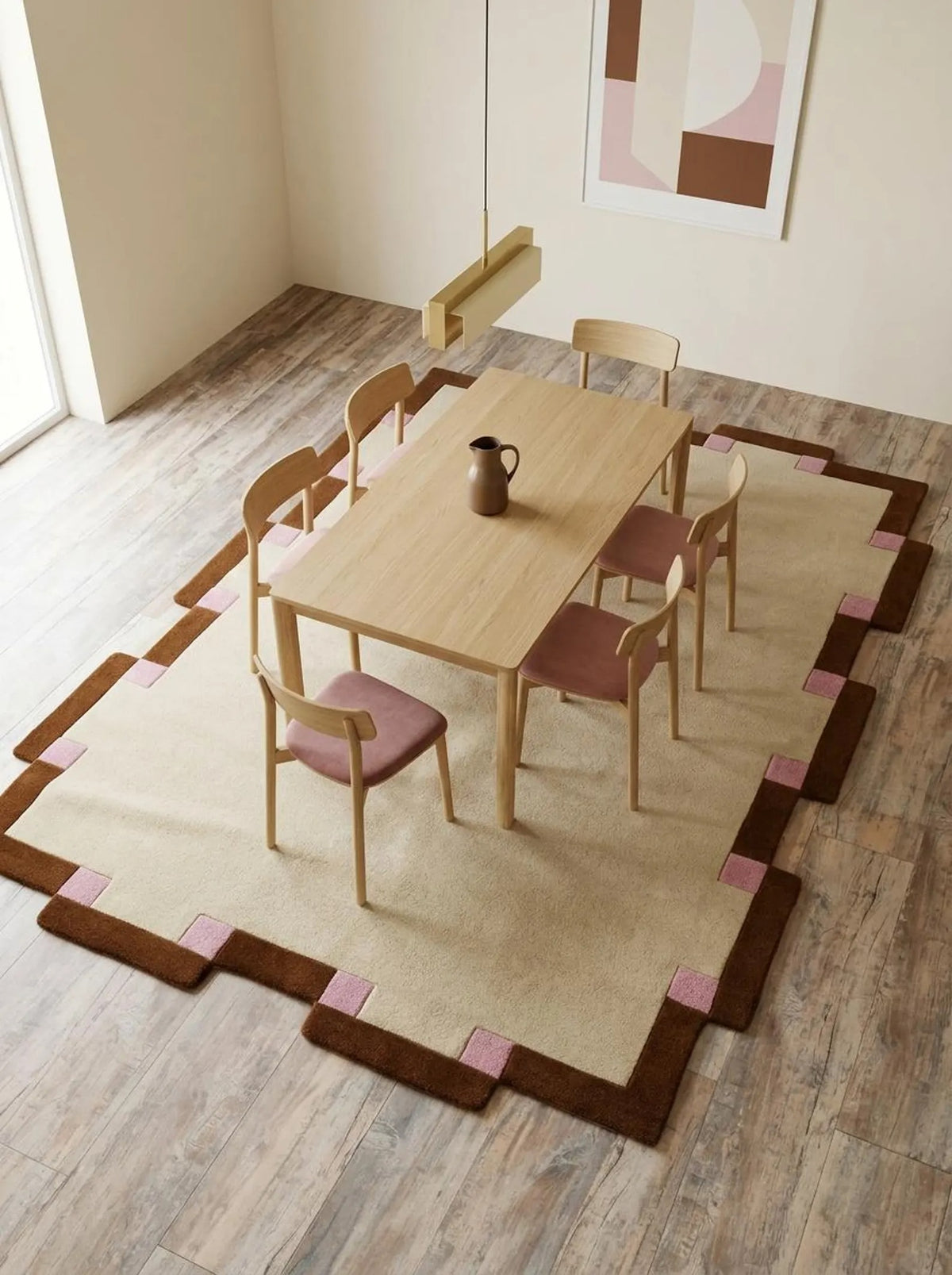 Hand Tufted Wool Rug, Irregular Shape Carpet, Scandinavian Minimalist Rug