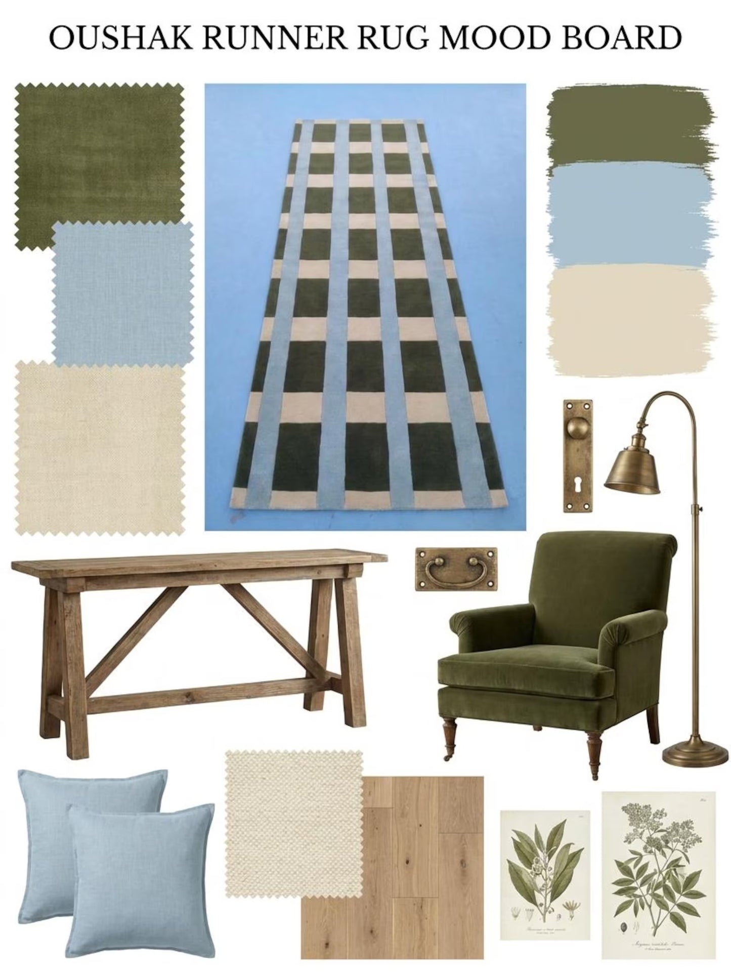 Hand-tufted Wool Green-Blue Geometric Striped Runner
