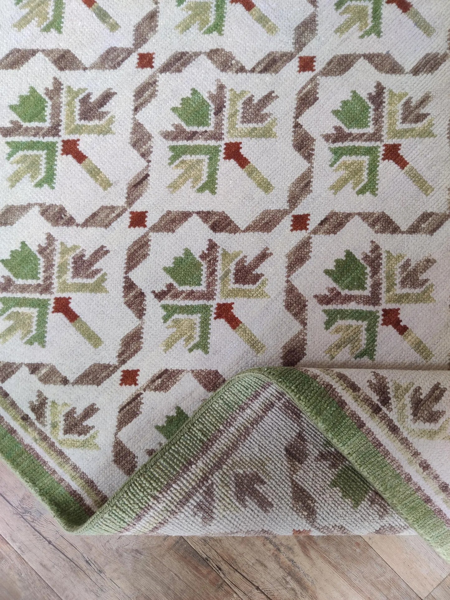 Olive Trellis Lattice Sage Green & Cream Oushak Rug
