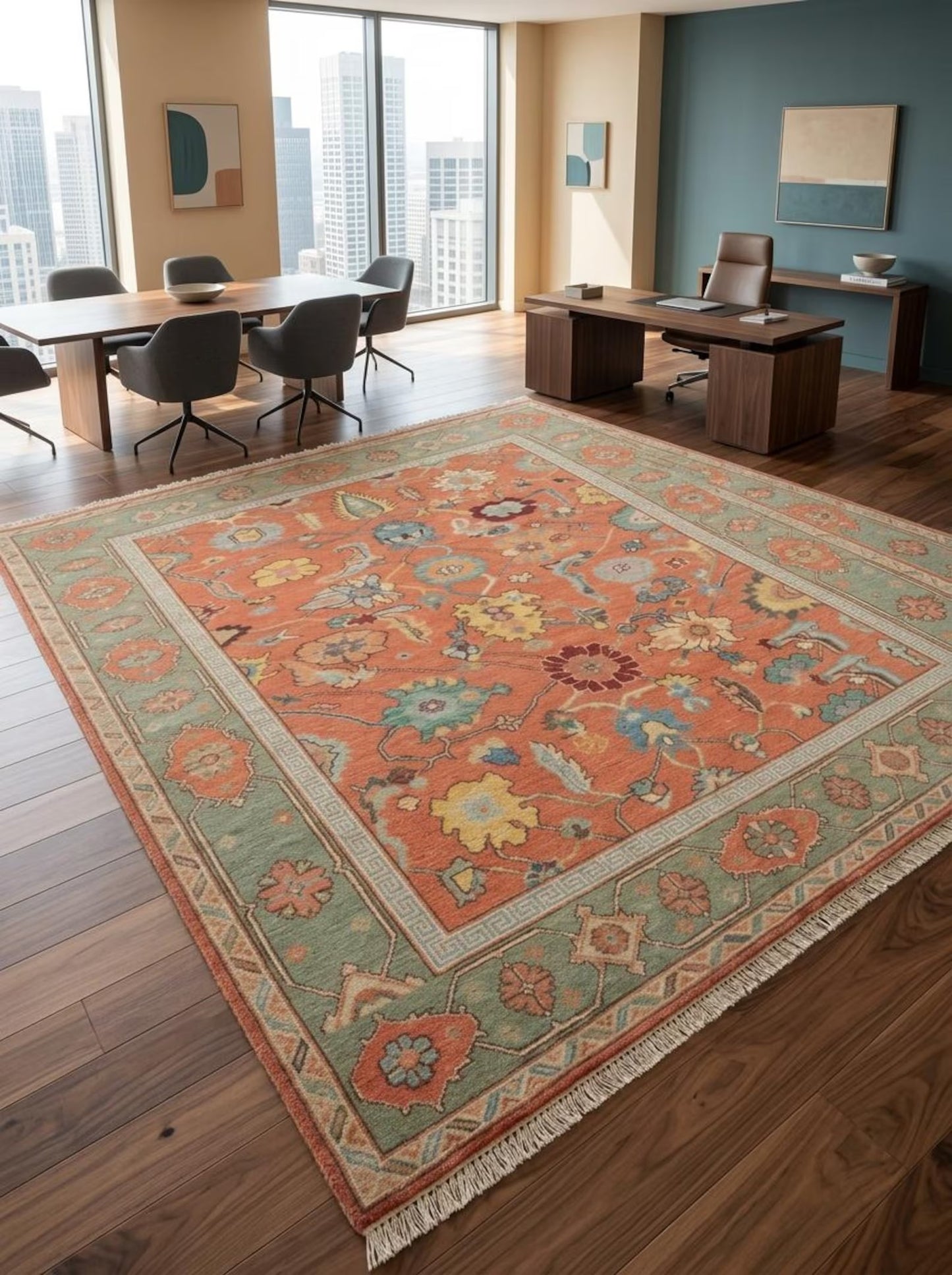Coral Garden Heritage Hand knotted Traditional Living Room Decor