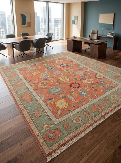 Coral Garden Heritage Hand knotted Traditional Living Room Decor