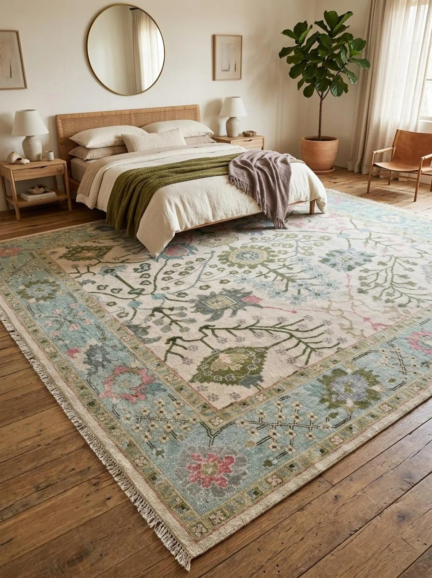 Vintage Floral Hand Knotted Persian Style Wool Area Rug