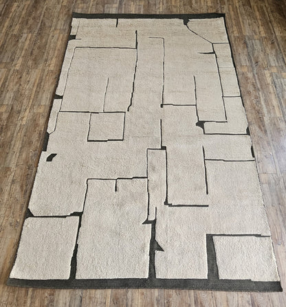 Berber Puzzle-Piece Maze Ivory and Black Deconstructed Grid rug